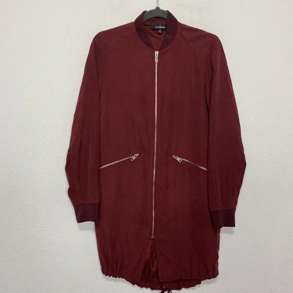 Lulu’s Burgundy Rio Grande Longline Bomber Jacket Size Small - Picture 4 of 9